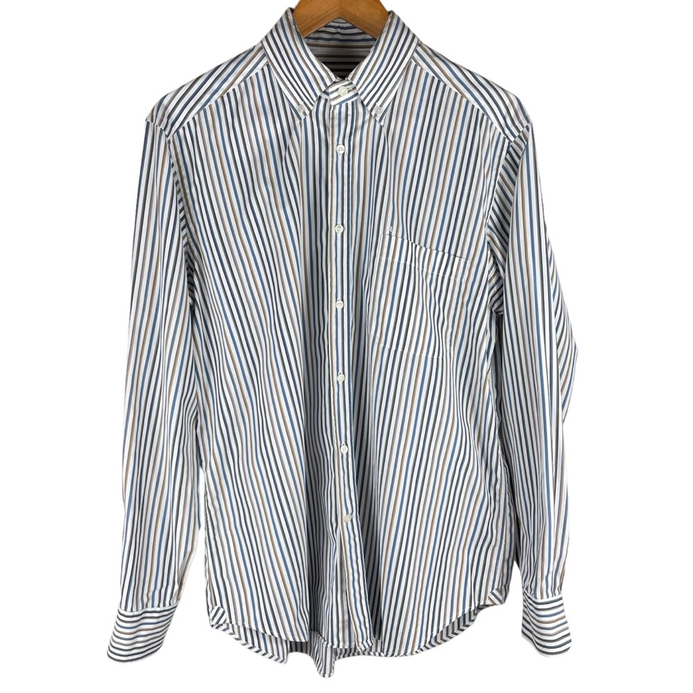 Ungaro 100% Crisp Cotton Long Sleeve Striped Shirt w/ Front Pocket 43/17 / Large